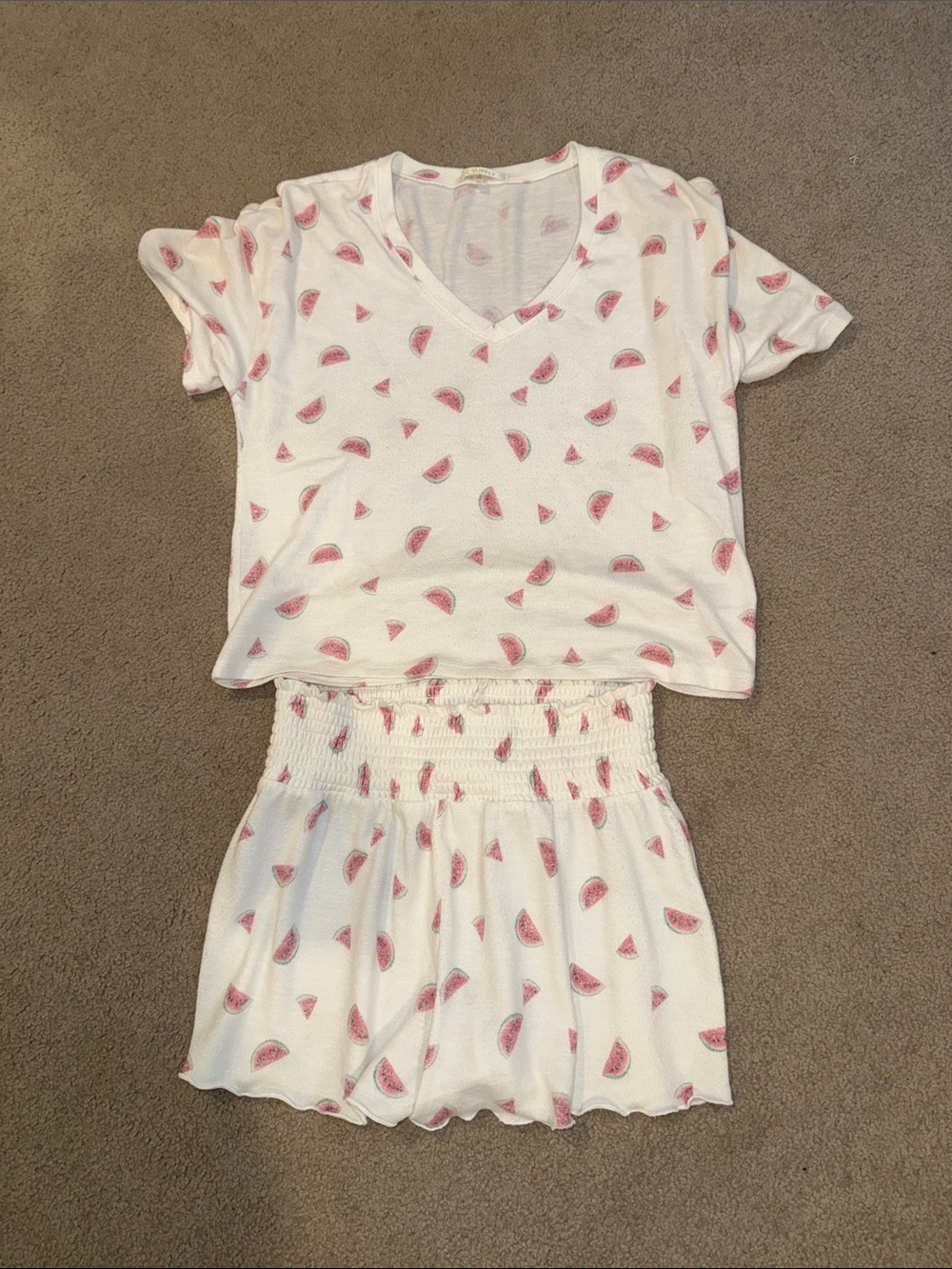 Z supply Lounge Women's Watermelon Print Pajama Set Size Xs top Small shorts